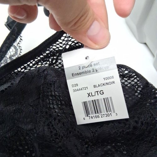 2PC WOMEN'S LACE BRA AND G-STRING SET - LARGE - BLACK (STYLE: D29) image 3