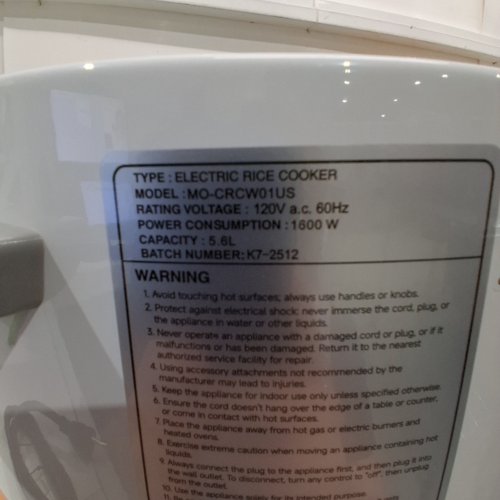 MOOSUM COMMERCIAL RICE COOKER WITH REMOVABLE INNER COVER & STEAMER - CERAMIC COATED - 40 CUPS (20 CUP UNCOOKED) - SILVER (MODEL: MO-CRCW01US) image 3