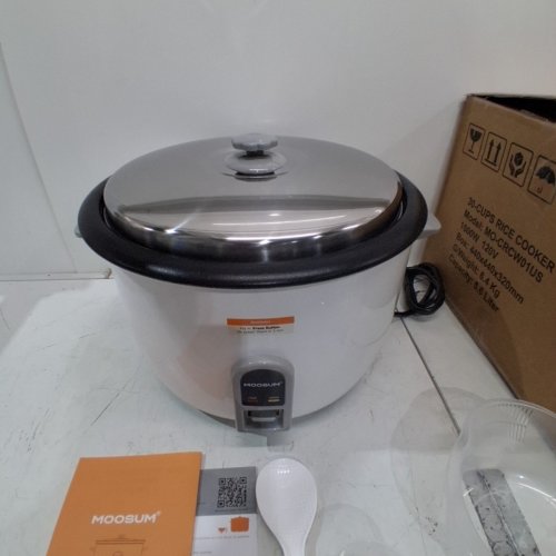 MOOSUM COMMERCIAL RICE COOKER WITH REMOVABLE INNER COVER & STEAMER - CERAMIC COATED - 40 CUPS (20 CUP UNCOOKED) - SILVER (MODEL: MO-CRCW01US) image 4