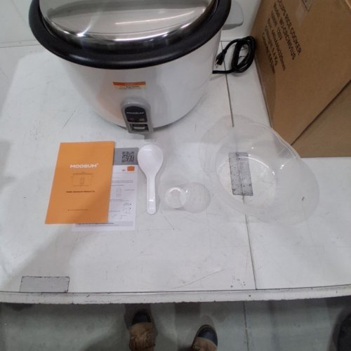 MOOSUM COMMERCIAL RICE COOKER WITH REMOVABLE INNER COVER & STEAMER - CERAMIC COATED - 40 CUPS (20 CUP UNCOOKED) - SILVER (MODEL: MO-CRCW01US) image 5