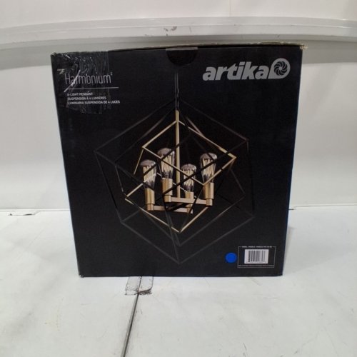ARTIKA HARMONIUM ADJUSTABLE GEOMETRIC 4-LIGHT PENDANT CHANDELIER - 36.5" TO 72" X 25" - BLACK/GOLD (MODEL: PDT-HA-BG) image 6