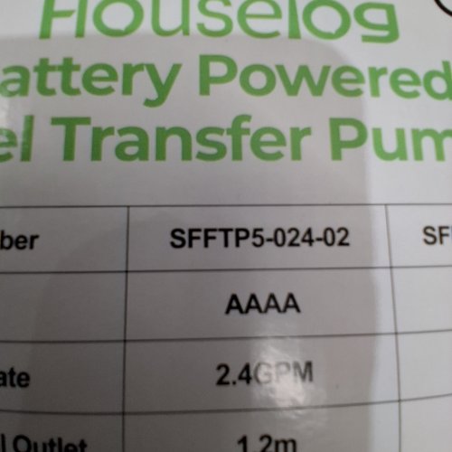4PCHOUSELOG BATTERY POWERED FUEL TRANSFER PUMP - 2.4 GPM - 2" /2.6"/2.75"- RED AND BLACK (MODEL: SFFTP5-024-02) image 3