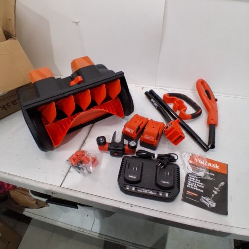 VOLTASK CORDLESS ELECTRIC SNOW SHOVEL WITH CHARGER AND LED LIGHTS - 16" - 48V - BLACK/ORANGE (MODEL: CSS004-160) image 3