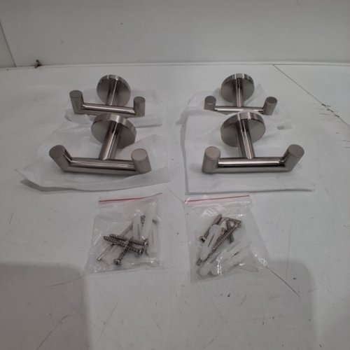 4PK WALL-MOUNTED ROBE HOOKS - NICKEL image 2