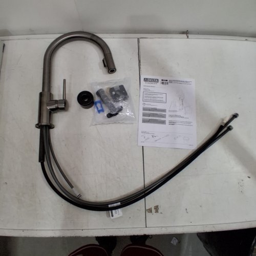 DELTA TRINSIC SINGLE HANDLE PULL-DOWN KITCHEN FAUCET - 54" HOSE - BLACK STAINLESS (MODEL: 9159-KS-DST) image 2