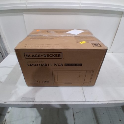 BLACK+DECKER STAINLESS STEEL MICROWAVE OVEN WITH PUSH BUTTON DOOR AND CHILD SAFETY LOCK - 900W - 1.1 CU.FT. - BLACK/SILVER (MODEL: EM031MB11-P) image 6