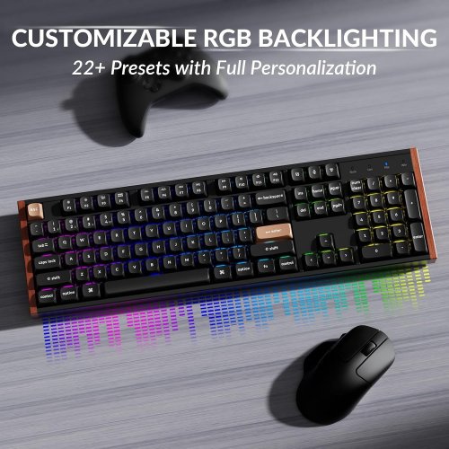 KEYCHRON K10 HE WIRELESS HALL EFFECT KEYBOARD WITH MAGNETIC SWITCH HOT SWAPPABLE KEYS & ADJUSTABLE ACTUATION RAPID TRIGGER MODE - WOOD FRAME/BLACK image 3
