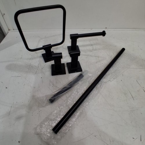 3PC DELTA MCLAREN TOWEL BAR TOILET PAPER HOLDER AND TOWEL RING BATH HARDWARE SET - 20" TOWEL BAR - BLACK - (MODEL: MCL63-MB) image 2
