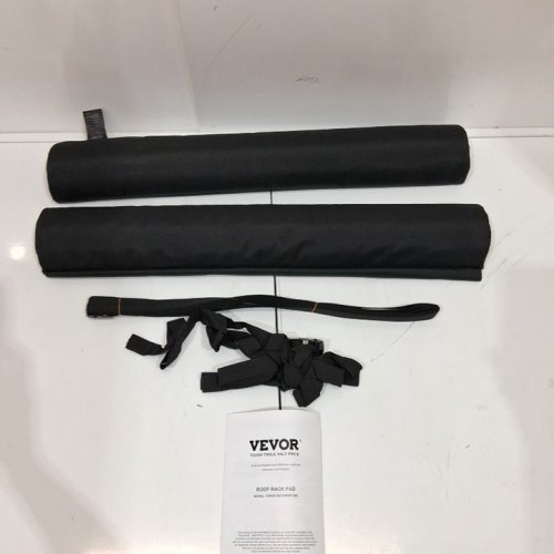 2PK UNIVERSAL SOFT CAR ROOF RACK PADS FOR VARIOUS CROSSBARS WITH 2 TIE DOWN STRAPS - 28" - 88 LBS CAPACITY - BLACK (MODEL: THRRP-005) image 2