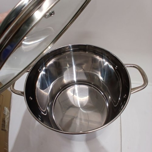 BAKKEN STAINLESS STEEL STOCKPOT WITH TEMPERED GLASS - 14 QT - SILVER (MODEL: BKSSQ14) image 4