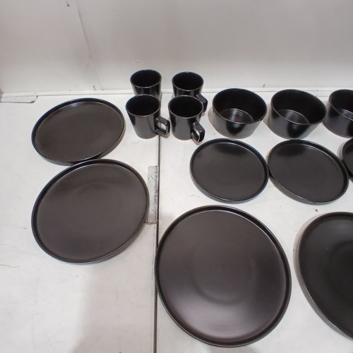 16PC STONE LAIN STONEWARE DINNERWARE SET, MICROWAVE & DISHWASHER SAFE - MATTE BLACK (MODEL: BLB0193) image 5