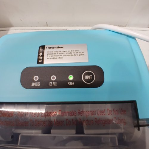 EUHOMY COUNTERTOP ICE MAKER MACHINE WITH HANDLE, BASKET AND SCOOP - MAKES 26LBS PER DAY - BLUE (MODEL: IM-06C) image 2