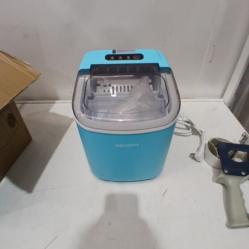 EUHOMY COUNTERTOP ICE MAKER MACHINE WITH HANDLE, BASKET AND SCOOP - MAKES 26LBS PER DAY - BLUE (MODEL: IM-06C) image 3