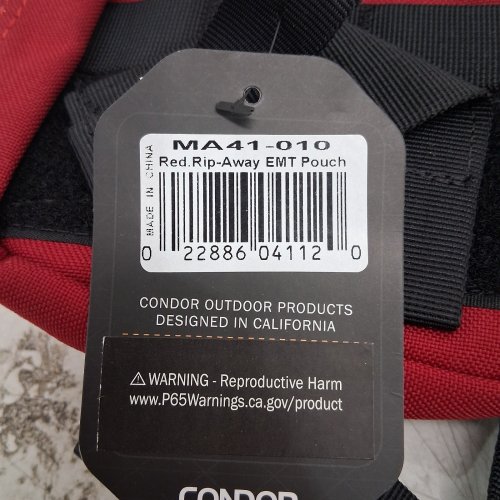 CONDOR RIP-AWAY EMT POUCH - RED/BLACK (MODEL: MA41-010) image 2