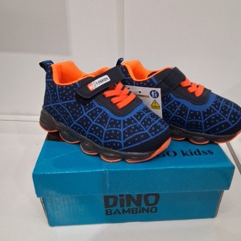KIDS DINO BAMBINO LIGHT-UP SHOES - SIZE 8 (26) - BLUE/ ORANGE ACCENTS image 2