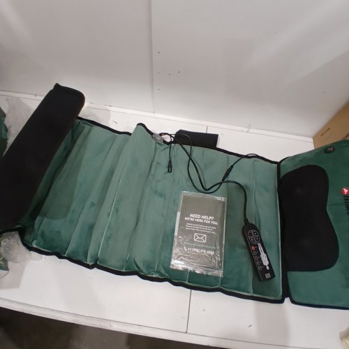 UNBRANDED FULL BODY MASSAGE MAT WITH REMOTE CONTROL - 63" X 20" - GREEN, DARK GREY image 4