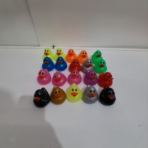 20PK MINIATURE NEON GLITTER RUBBER DUCKS - 2" - ASSORTED COLORS image 2