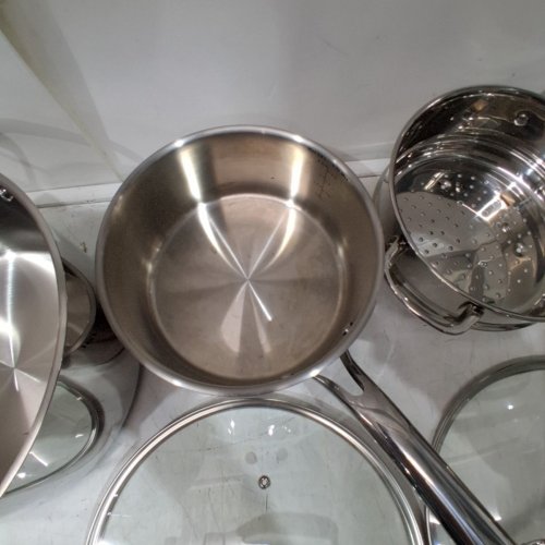 10PC T-FAL STAINLESS STEEL COOKWARE SET - SILVER (MODEL: H884SB74) image 5