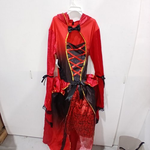WOMEN'S RED RIDING HOOD COSTUME DRESS - LARGE - RED/BLACK (STYLE: 12863 L) image 2