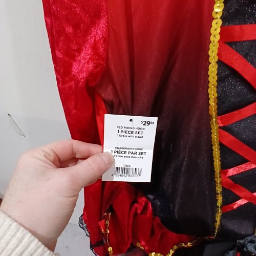WOMEN'S RED RIDING HOOD COSTUME DRESS - LARGE - RED/BLACK (STYLE: 12863 L) image 3