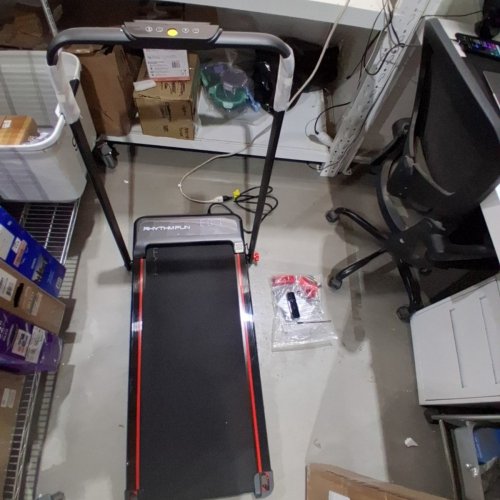 RHYTHM FUN INCLINE FOLDABLE TREADMILL WITH HANDLES WALKING PAD TREADMILL WITH INCLINE - 300LB CAP - RED/BLACK (MODEL: M4138J) image 6