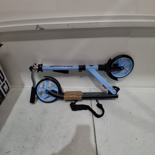 WAYPLUS FOLDABLE, LIGHTWEIGHT KICK SCOOTER WITH 4 ADJUSTABLE LEVELS - UP TO 240LBS - BLUE image 2