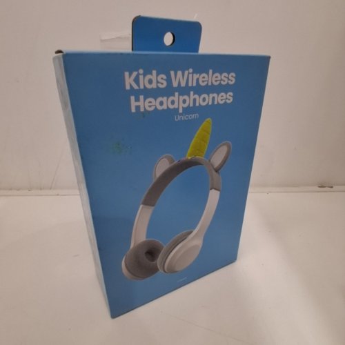 KIDS GEMS BLUETOOTH WIRELESS HEADPHONES - 85DB VOLUME LIMIT - GREY UNICORN image 2