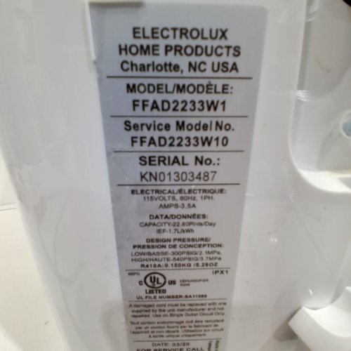 FRIGIDAIRE DEHUMIDIFIER WITH AN EASY-TO-CLEAN WASHABLE FILTER AND CUSTOM HUMIDITY CONTROL - 22 PINTS/DAY - WHITE/BLACK (MODEL: FFAD2233W1) image 3