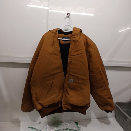 MEN'S CARHARTT QUILTED FLANNEL LINED DUCK ACTIVE LOOSE FIT HOODED JACKET - MEDIUM TALL - BROWN (MODEL: 0J0140-M) image 2