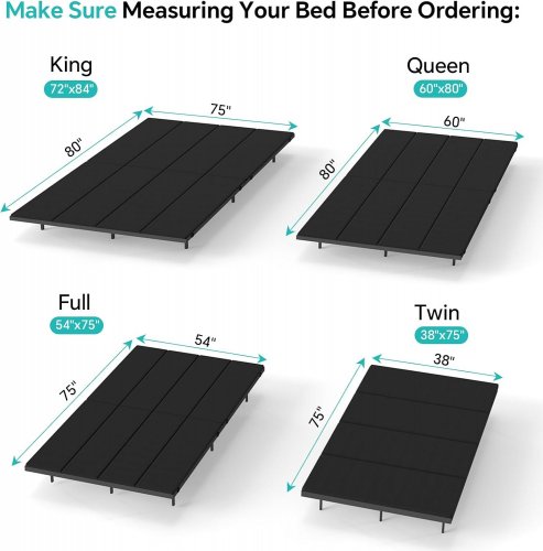 UNITAI ANTI SAG BUNKIE BOARD FOR LATTED BED FRAMES - 75" X 80" - KING - BLACK (MODEL: CD406-K-BK) image 2