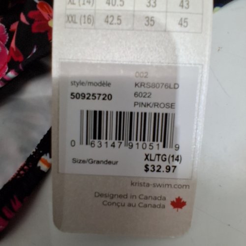 WOMEN'S KRISTA ONE-PIECE SWIMSUIT - XL (14) - PINK FLORAL (STYLE: KRS8076LD) image 2