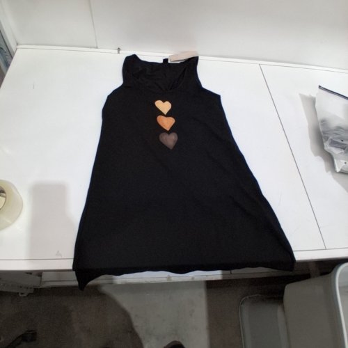 WOMEN'S EMERY ROSE SLEEVELESS HEART-PRINT DRESS - SMALL - BLACK image 2