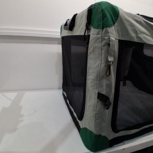 GARDNER PETS SOFT COLLAPSIBLE PORTABLE DOG CRATE - 30" X 21" X 21" - GREY/GREEN image 3