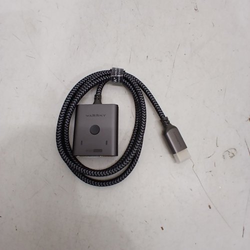WARRKY 2-IN 1-OUT BIDIRECTIONAL BRAIDED CABLE HDMI SWITCHER/SPLITTER - 4K - 60HZ - 3.3FT - GREY (MODEL: ‎WARRKY-AV-H03) image 2