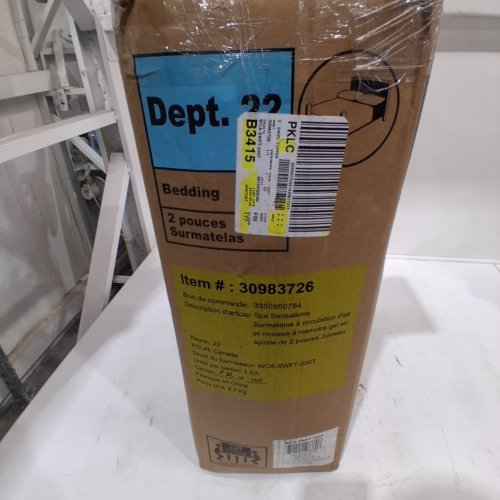 SPA SENSATIONS GEL MEMORY FOAM MATTRESS TOPPER - TWIN - 2" (ITEM: 30983726) image 2