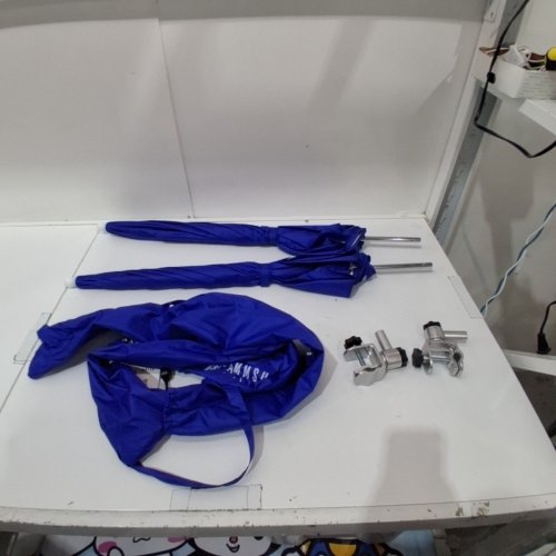 2PK AMMSUN PORTABLE BEACH CLAMP-ON UMBRELLA WITH CARRY CASE - 25" - BLUE image 3