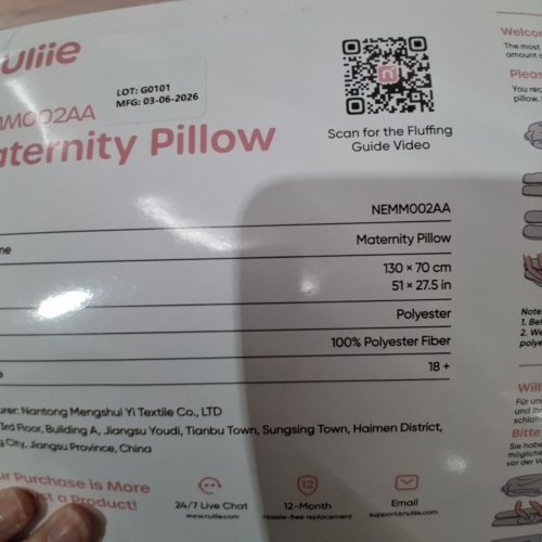 NULIIE U SHAPED FULL BODY COOLING FABRIC PREGNANCY PILLOW - 50" - PINK (MODEL: NEMM002AA) image 2