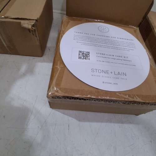16PC STONE LAIN STONEWARE DINNERWARE SET MICROWAVE & DISHWASHER SAFE - MATTE GREY - (MODEL: BLB0200) image 4