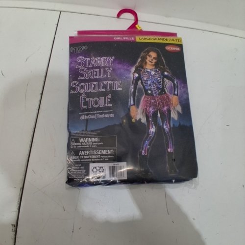 GIRL'S GOODMARK STARRY SKELLY SKELETON COSTUME - LARGE (10-12) - BLACK/ PURPLE/PINK (ITEM: CA31622M) image 2