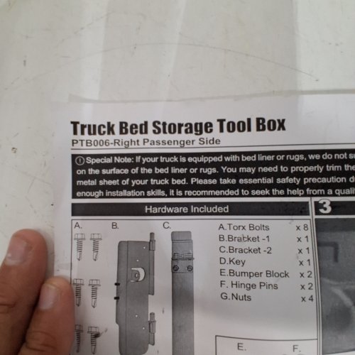 NILIGHT TRUCK BED TOOL BOX FOR RIGHT PASSENGER SIDE ON 2007-2021 TOYOTA TUNDRA BLACK (MODEL: PTB006) image 3