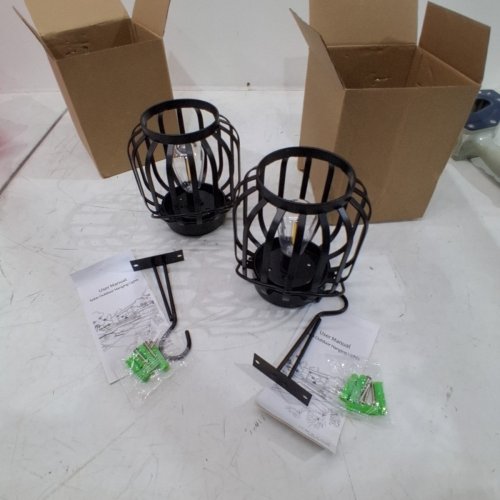 2PK METAL SOLAR HANGING LANTERN LIGHTS FOR OUTDOORS- BLACK image 3