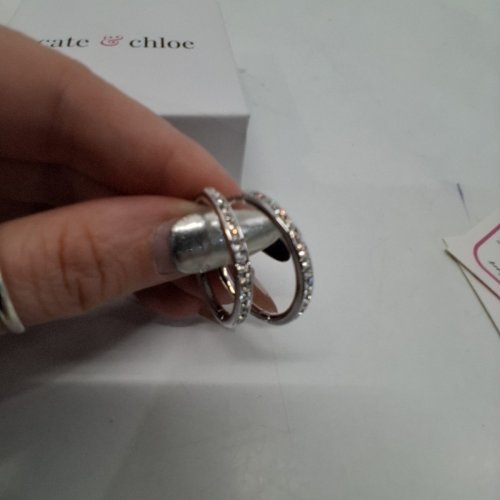 1PR WOMENS CATE & CHLOE ICED HOOP EARRINGS - 24 MM - SILVER (STYLE: CCDE20013ER-RG) image 3