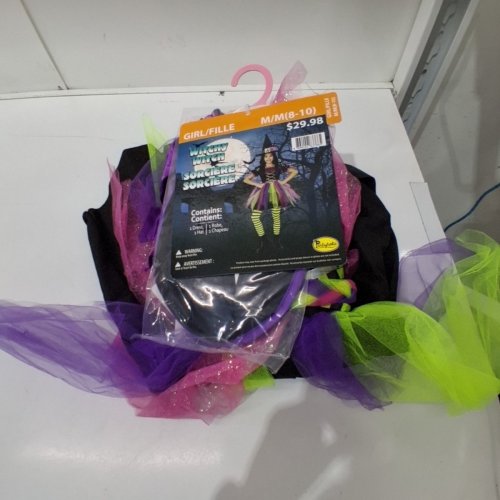 2PC GIRL'S PARTYHOLIC WITCHY WITCH COSTUME SET - MEDIUM 8/10 - BLACK / PURPLE / GREEN image 2