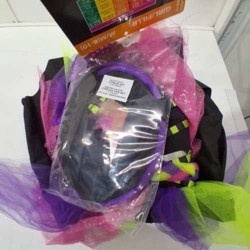 2PC GIRL'S PARTYHOLIC WITCHY WITCH COSTUME SET - MEDIUM 8/10 - BLACK / PURPLE / GREEN image 3