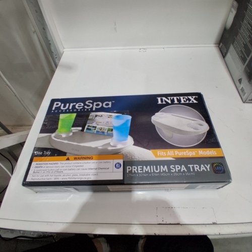 INTEX PURE SPA PREMIUM SPA TRAY WITH WHITE LED LIGHT STRIP AND CUPHOLDERS FOR POOL, HOLDS SMARTPHONE AND TABLET - TAN - (MODEL: 28520E) image 4