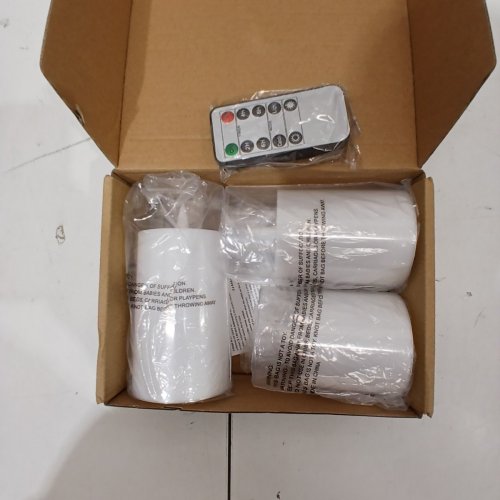 3PC AMAGIC FLICKERING FLAMELESS PILLAR CANDLE HOUSE DECOR, ACRYLIC CASING - WITH REMOTE - WHITE image 3