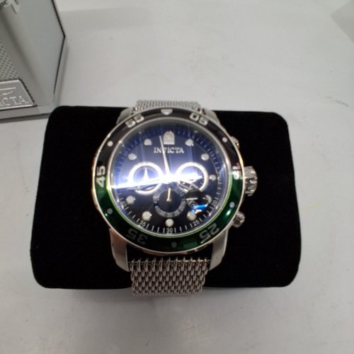 MENS INVICTA PRO DIVER STRATEX WATCH - 51 MM - BLUE DIAL, GREEN BEZEL, SILVER-TONE (MODEL: 47831) image 3