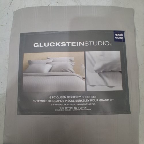 6PC GLUCKSTEIN STUDIO BERKELEY SHEET SET - QUEEN - GREY (MODEL: 2200101) image 6