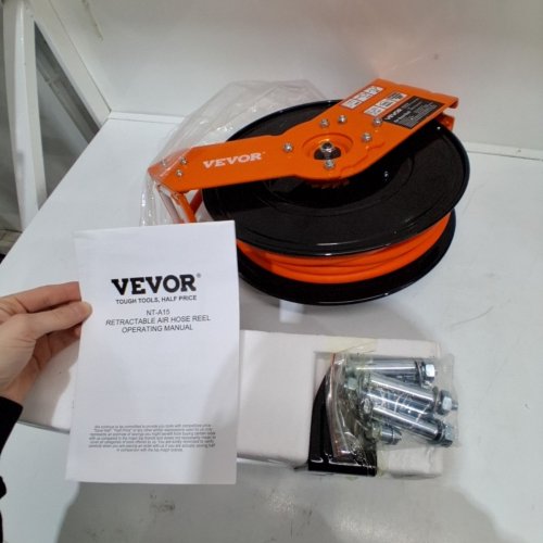 VEVOR HYBRID RETRACTABLE AIR HOSE REEL - 3/8" X 50 FT - 300 PSI MAX - BLACK/ORANGE (MODEL: NT-A15) image 3