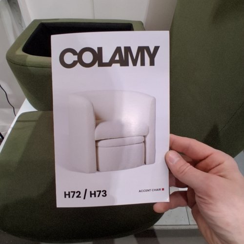 COLAMY UPHOLSTERED VELVET BARREL ACCENT CHAIR WITH STORAGE OTTOMAN - 300LB CAPACITY - 29.7" X 25.6" X 29.5" - GREEN (MODEL: H72) image 5
